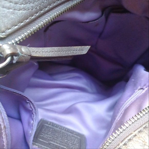 Coach Duffle Shoulder Bag Applique Studded Silver Luxury Designer Leather. - Picture 9 of 11